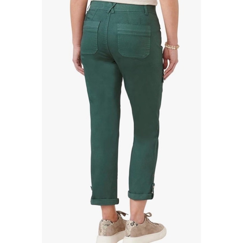 Democracy Pants Women 8  Roll Cuff Utility Stretch Ab Solution Spruce Green Capi